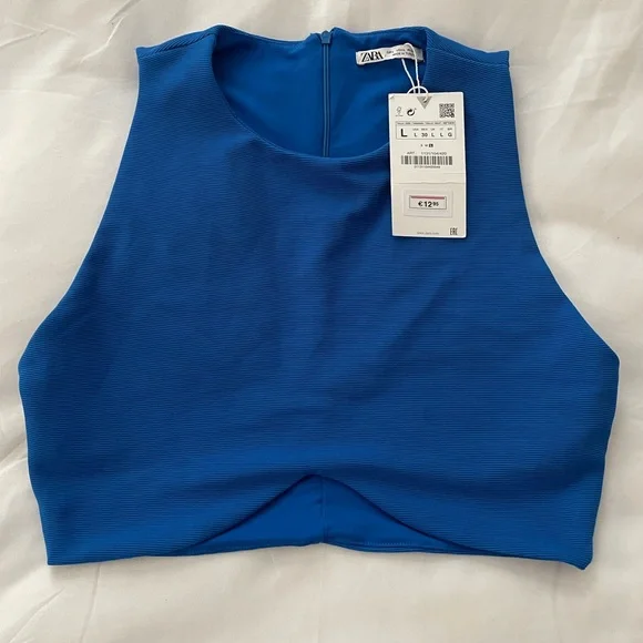 ZARA Blue Sleeveless Crop Top - Picture 3 of 5